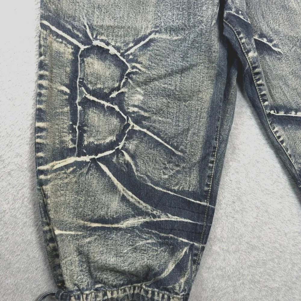 Vintage Y2K Brock Jeans Baggy Distressed Acid Washed Cropped Denim Hip Hop SZ 38